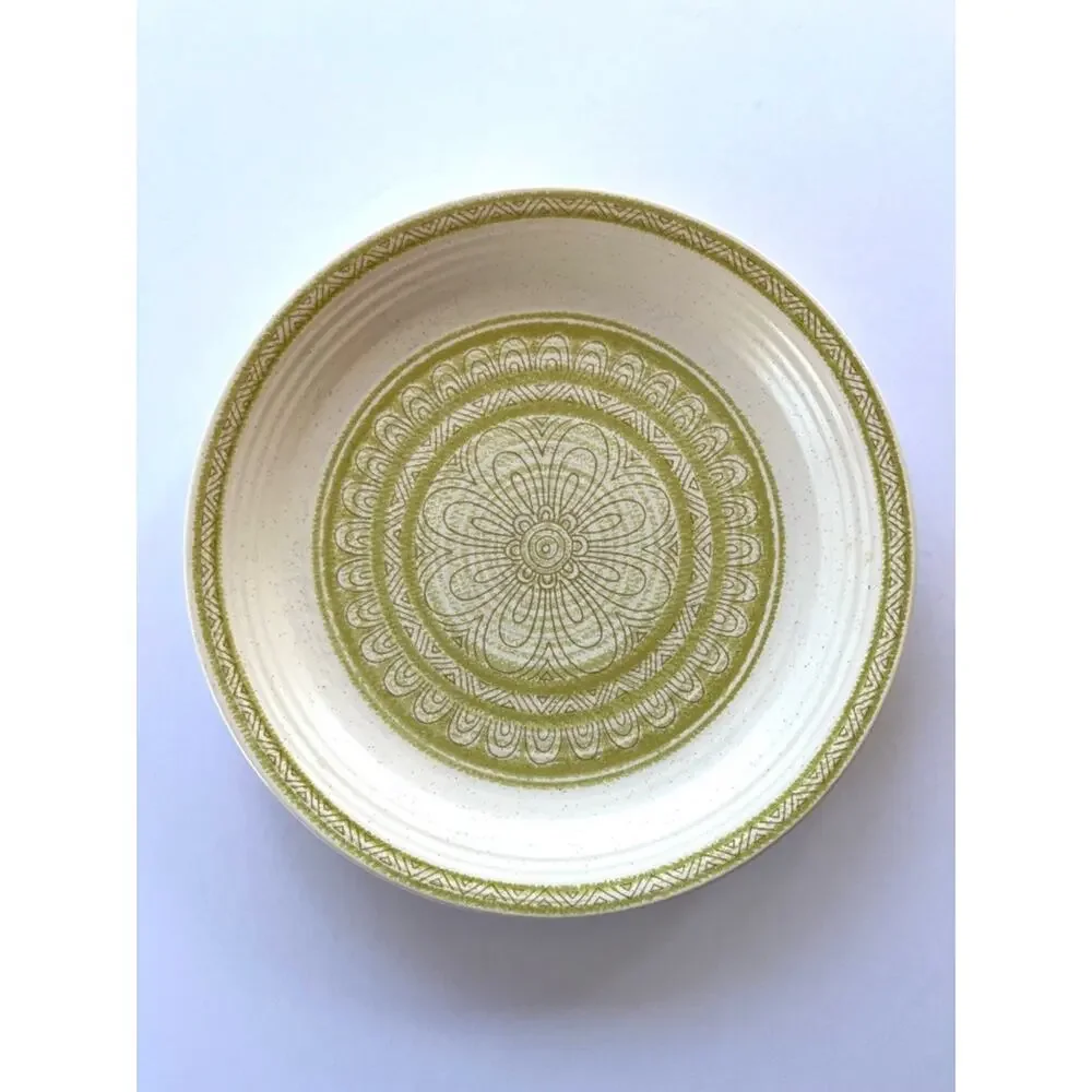 Vintage Franciscan Hacienda Green Earthenware Salad Plates Pair MCM Retro Design